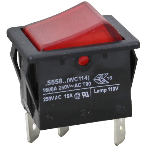 (image for) Wilbur Curtis WC-114R SWITCH, ROCKER (RED) 120V NEON